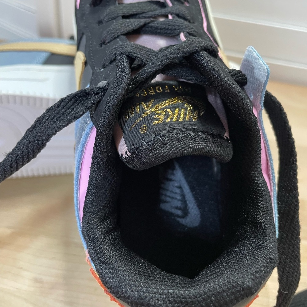 Kids Black Sneakers with Peach Accent and Pink Trim - Picture 6 of 10